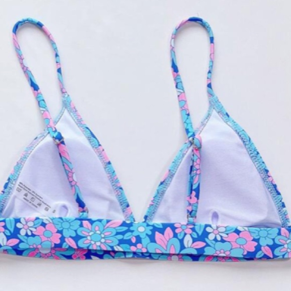 Blue Pink Boho Floral High Waist Lined Cheeky Bikini New - Picture 4 of 16